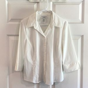Worthington petite stretch button up 3 quarter sleeves